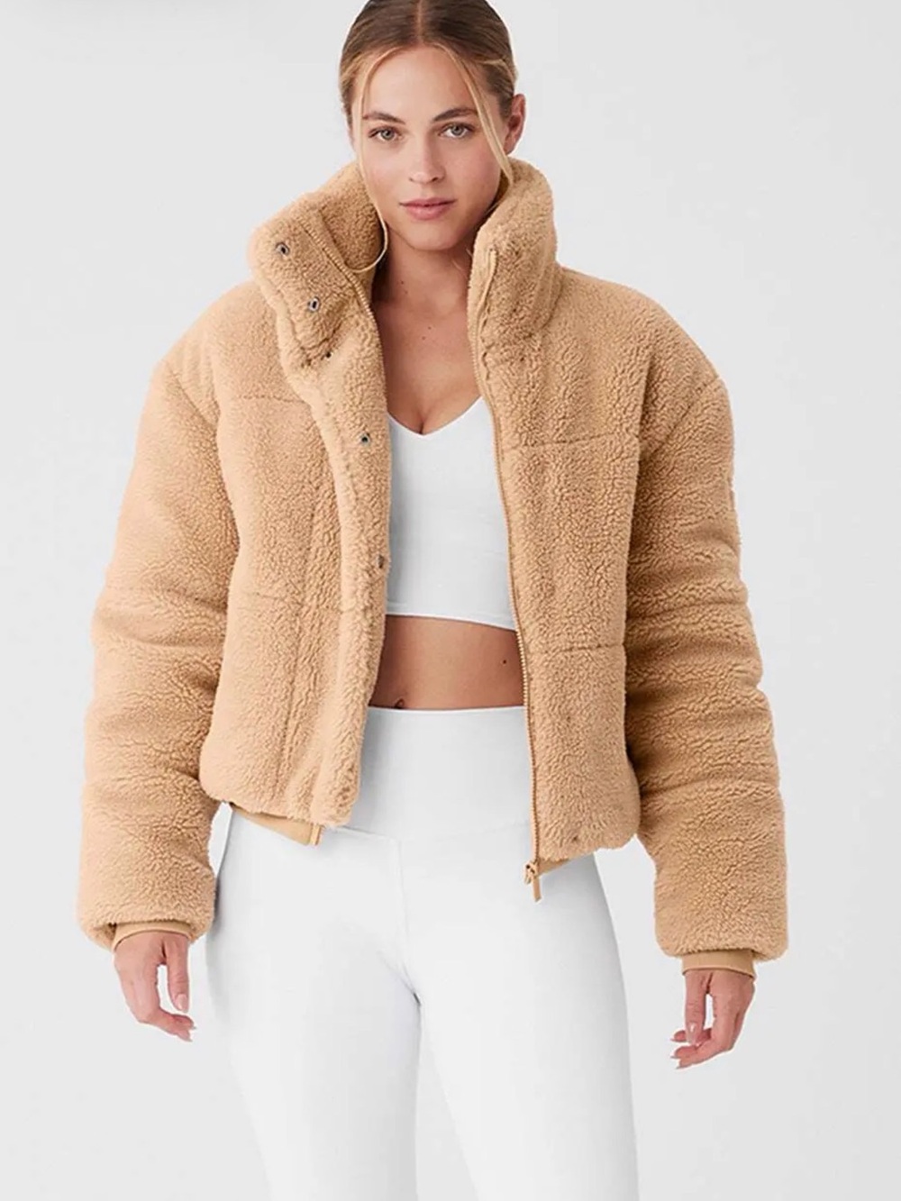 Alo Yoga Sherpa Snow Angel Puffer Camel EUC barely worn
